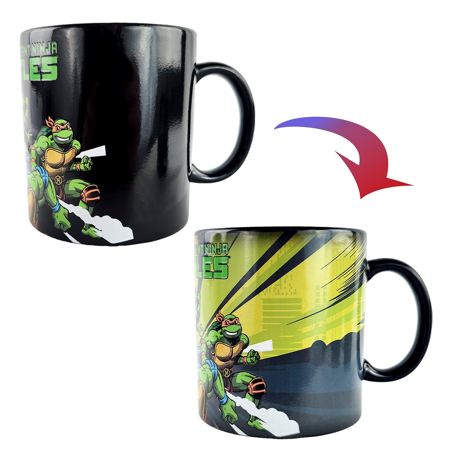 TMNT Ceramic Mug Heat Activated Scene Changing 15 oz Coffee Cup
