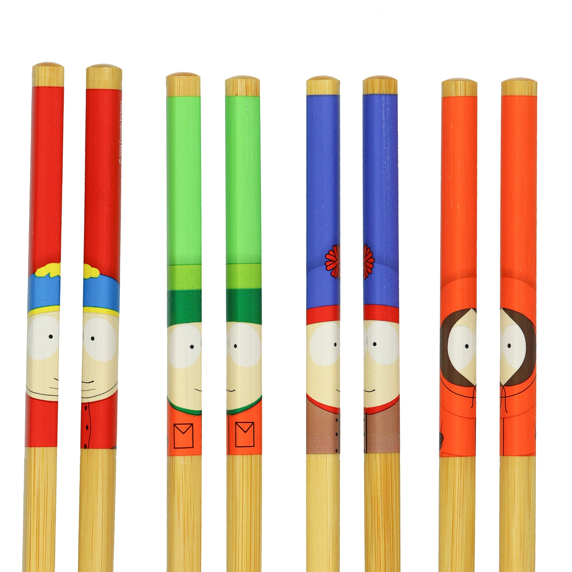 South Park Chopsticks 4-Pair 9.5" Character Designs Reusable Bamboo Utensil Set