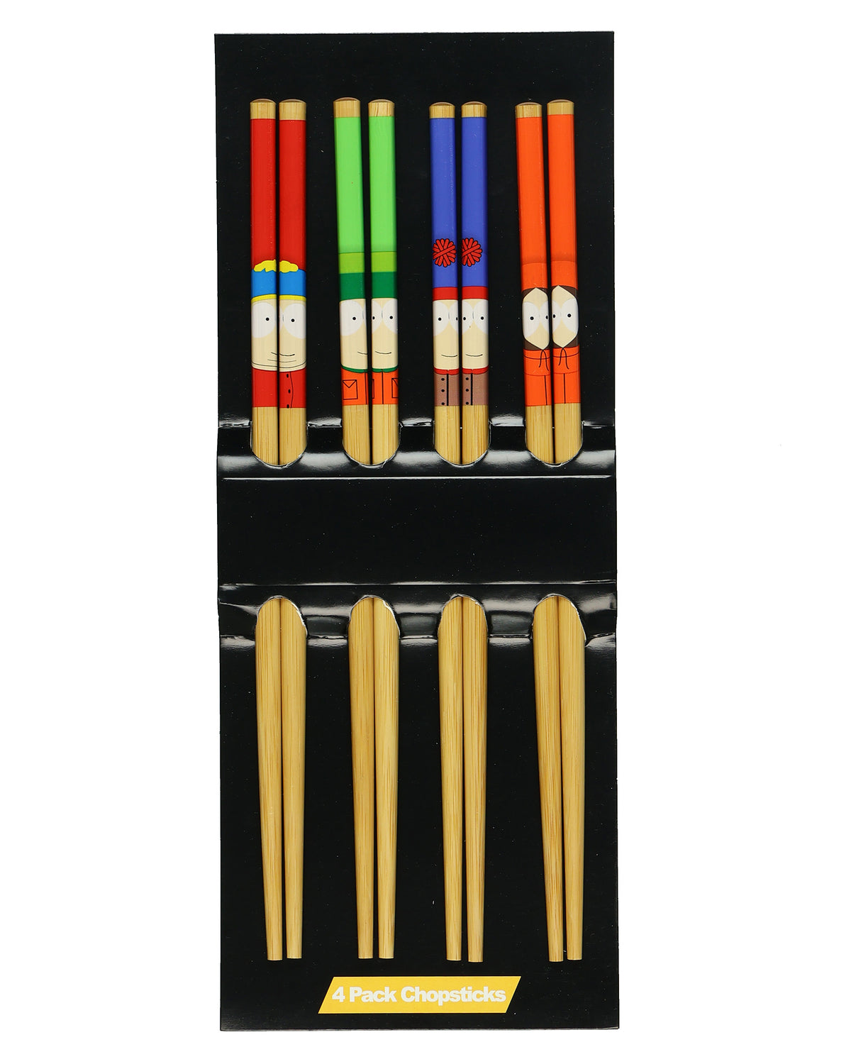South Park Chopsticks 4-Pair 9.5" Character Designs Reusable Bamboo Utensil Set