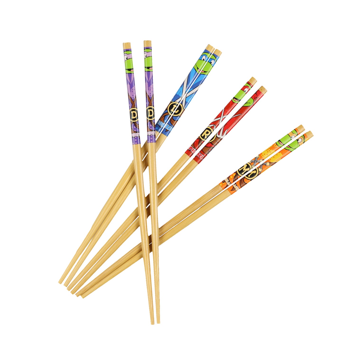 Teenage Mutant Ninja Turtles Chopsticks 4-Pair 9.5" TMNT Reusable Utensil Set