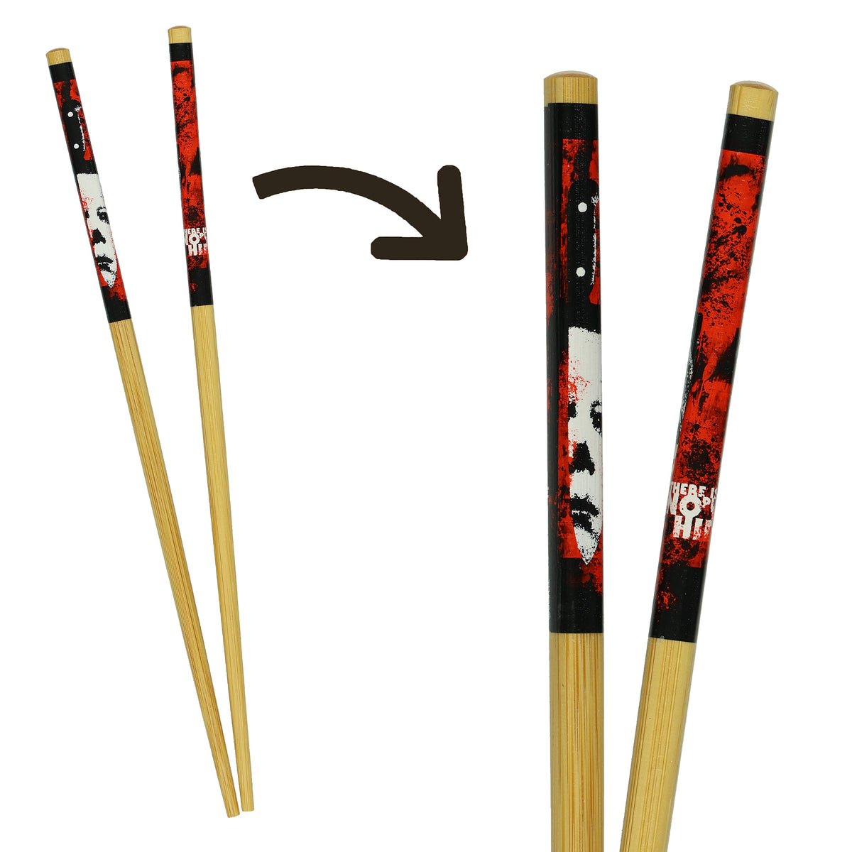 Halloween II Michael Myers Chopsticks 2-Pair 9.5" Reusable Bamboo Utensil Set