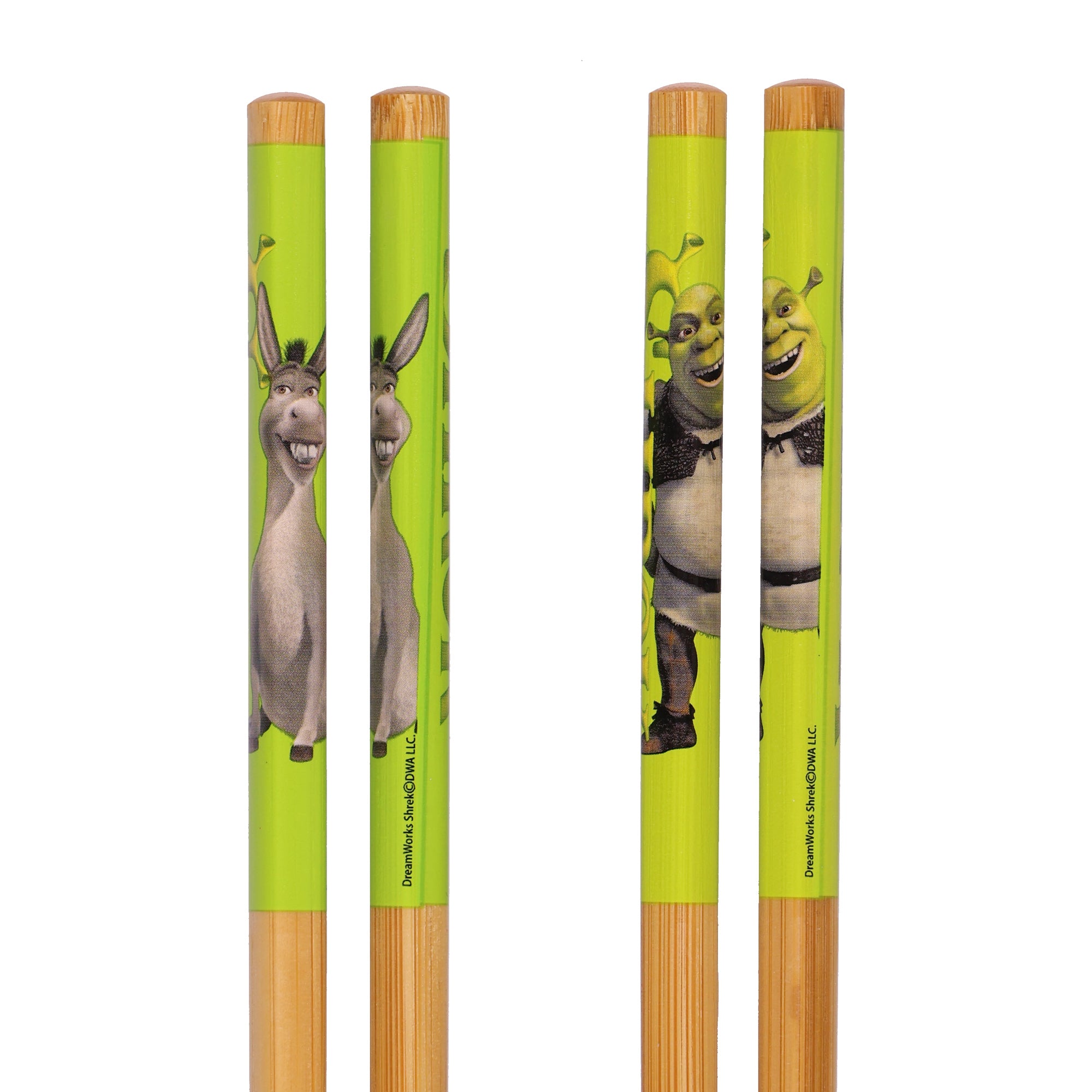 Shrek Chopsticks 2-Pair Set 9.5" Reusable Utensil Set with Character Designs