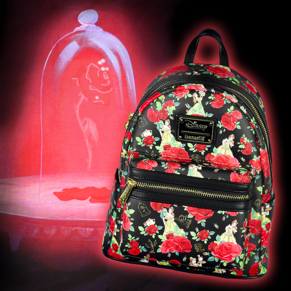 Loungefly Disney Beauty And The Beast Belle Roses Mini Backpack 10.5"