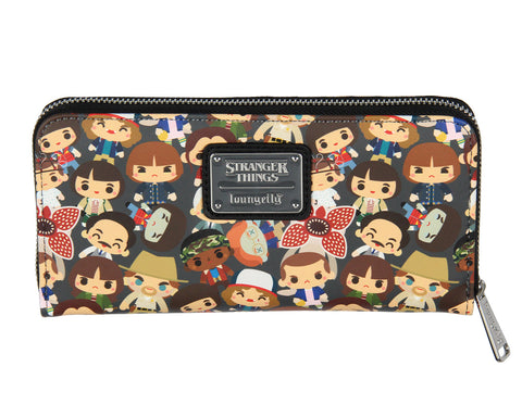 Loungefly Stranger Things Wallet Chibi Characters Soft Faux Leather Zip Around Wallet