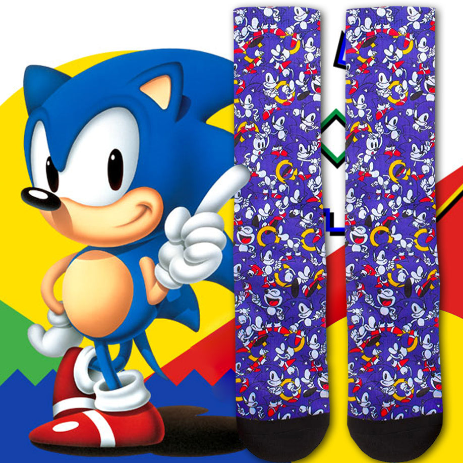 Sonic The Hedgehog Character Expressions Sublimated Crew Socks Mid-Calf