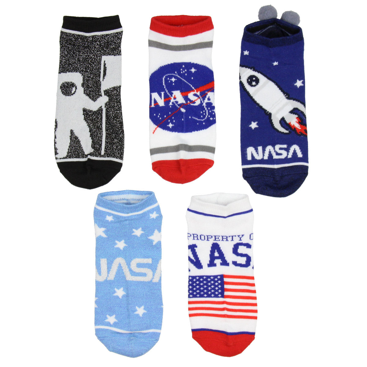 NASA Buzz Aldrin Family Foundation Adult Unisex 5 Pack Ankle Socks