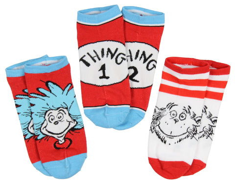 Dr. Seuss Thing 1 And Thing 2 Adult 3 Pack Ankle Socks
