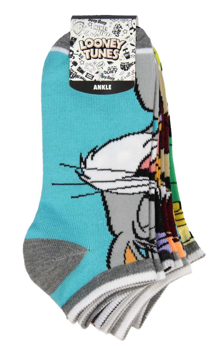 Looney Tunes Character Mens And Womens 5 Pack Ankle Socks