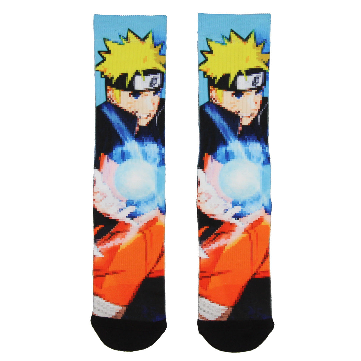 Naruto Part II Shippuden Pixel Character All Over Sublimated Crew Socks