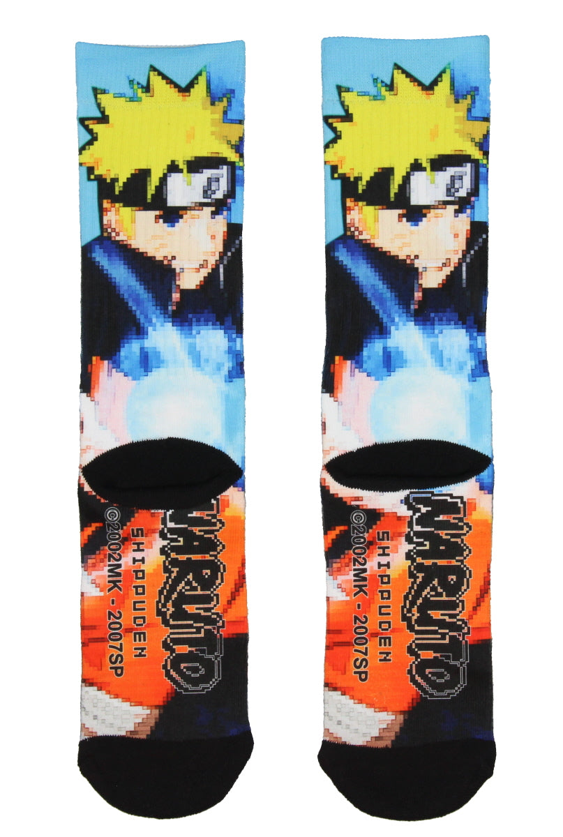 Naruto Part II Shippuden Pixel Character All Over Sublimated Crew Socks
