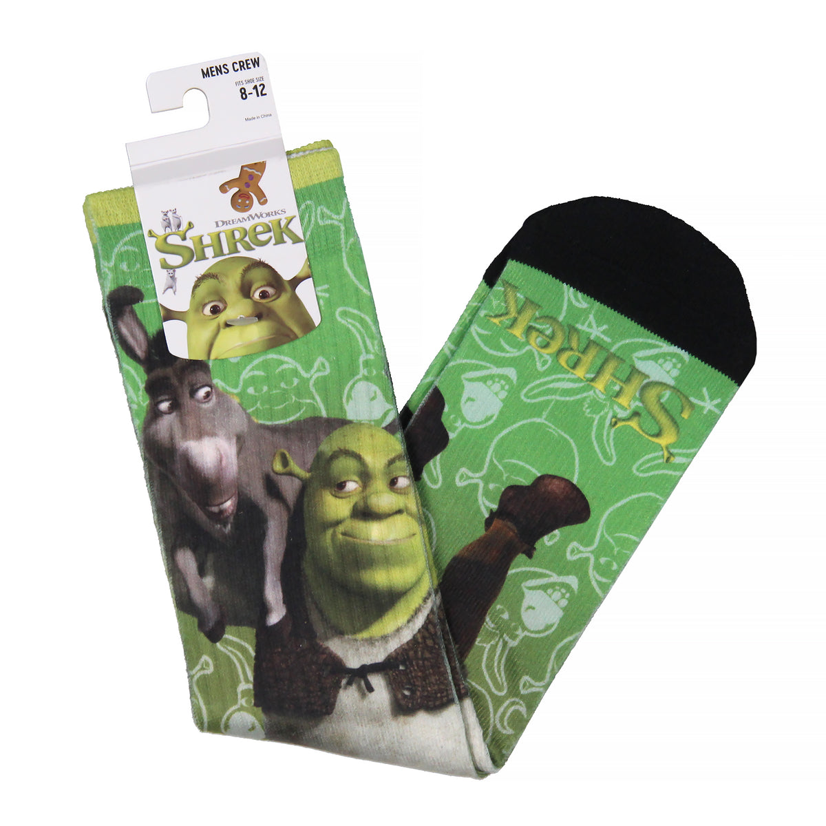 Shrek Donkey and Shrek Sublimated All Over Print Crew Socks