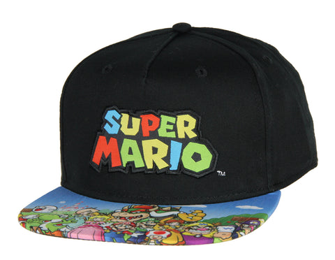 Nintendo Super Mario Embroidered Character Group Youth Adjustable Snapback Hat