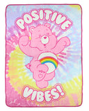 Care Bears Blanket Positive Vibes Cheer Bear Tie Dye Fleece Throw 45"X60"