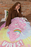 Care Bears Blanket Positive Vibes Cheer Bear Tie Dye Fleece Throw 45"X60"