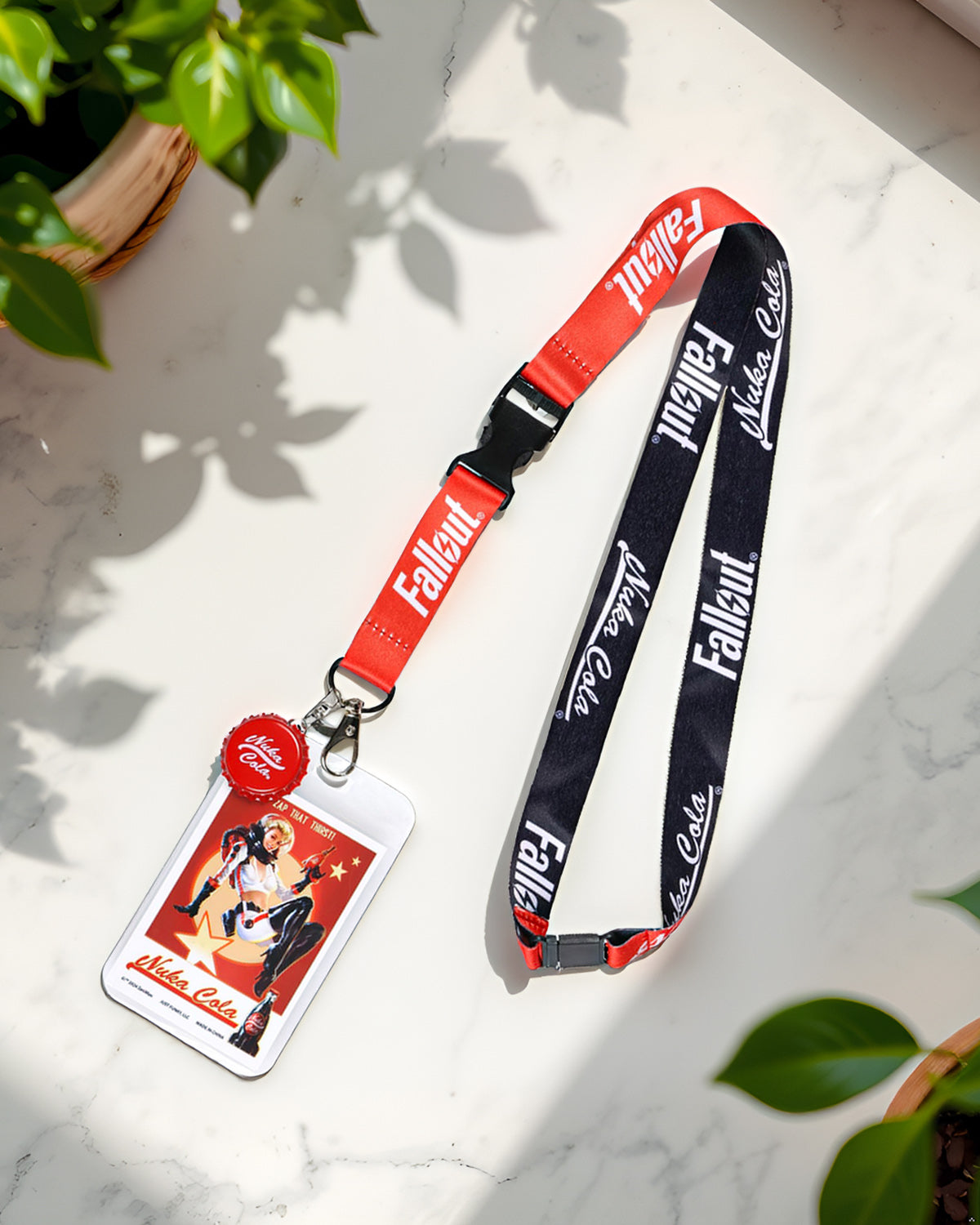 Fallout Lanyard Nuka Cola Zap That Thirst Clear ID Badge Holder Keychain