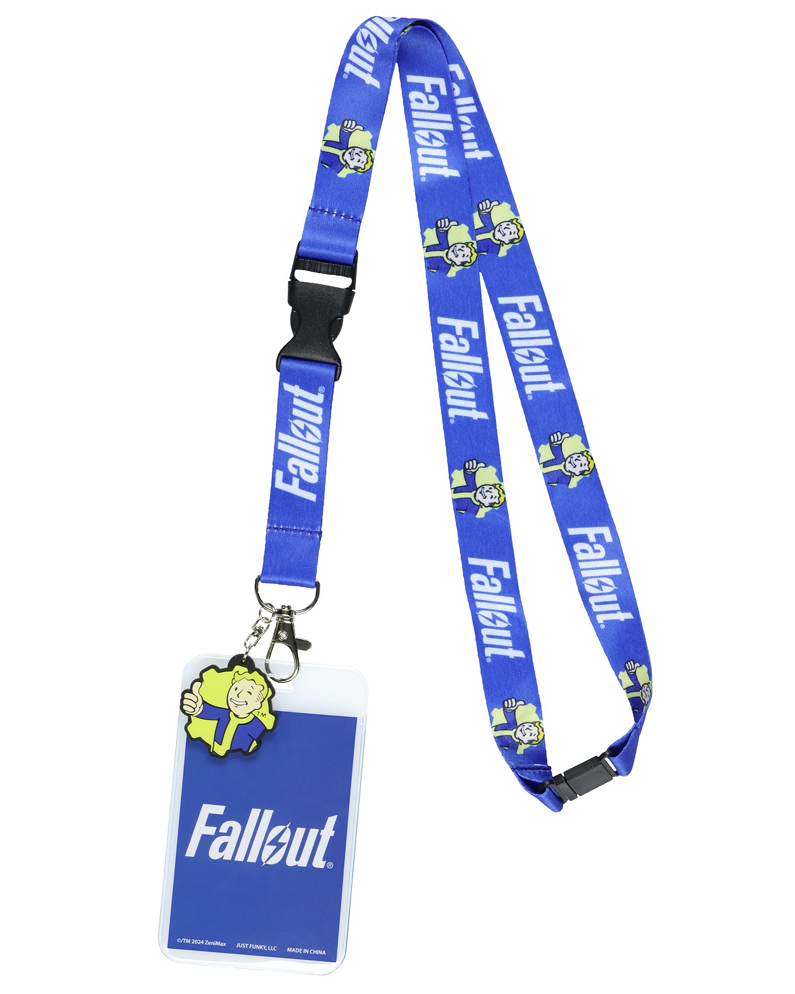 Fallout Lanyard Vault 101 Clear ID Badge Holder with Pip-Boy Charm