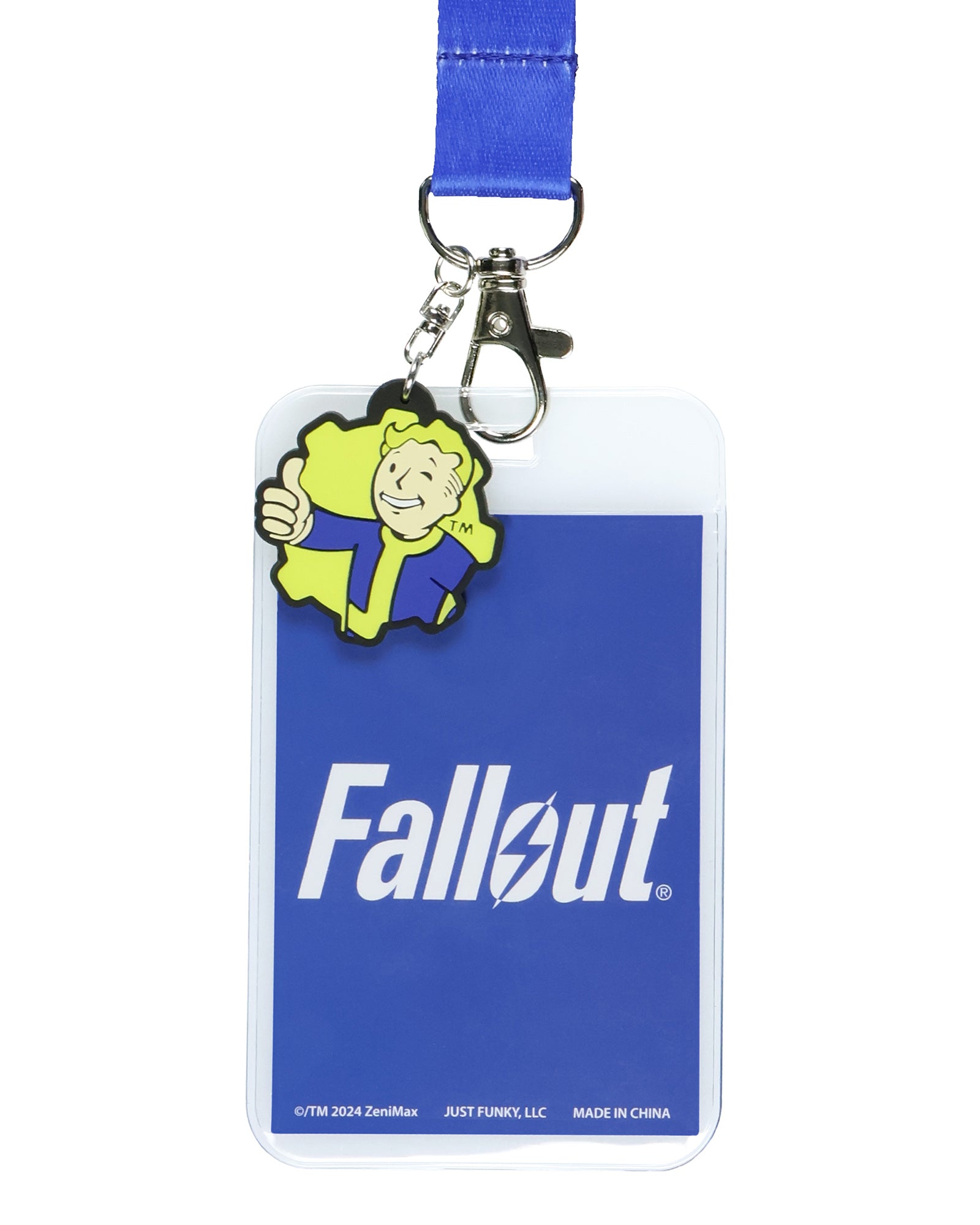 Fallout Lanyard Vault 101 Clear ID Badge Holder with Pip-Boy Charm