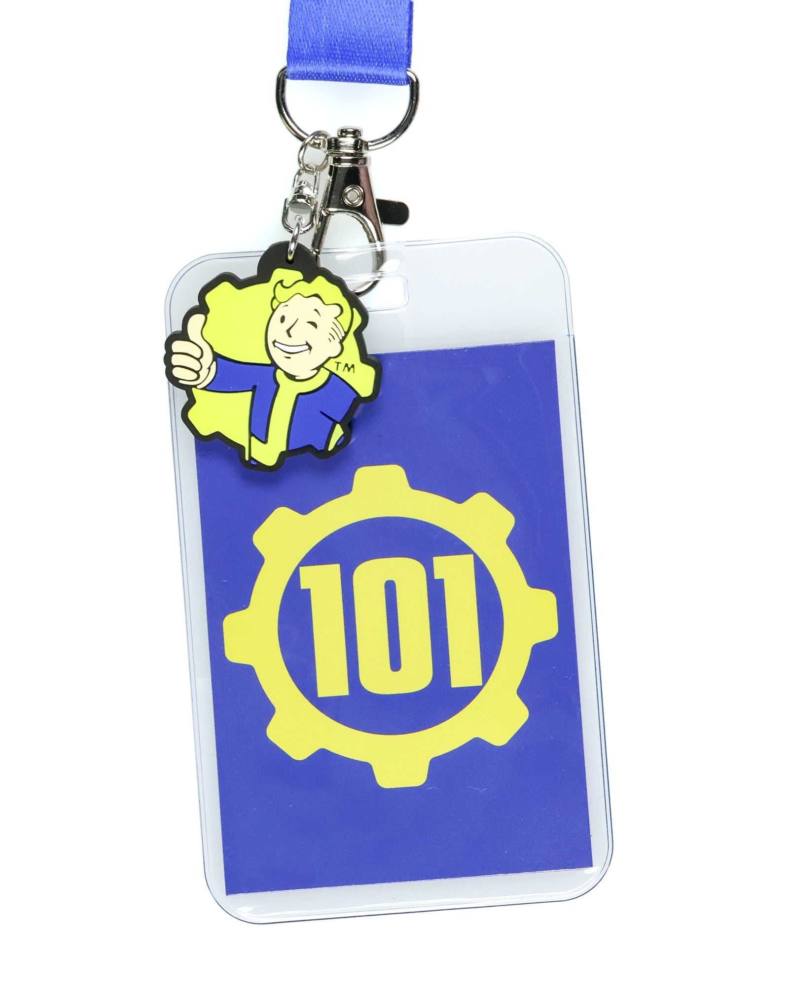Fallout Lanyard Vault 101 Clear ID Badge Holder with Pip-Boy Charm