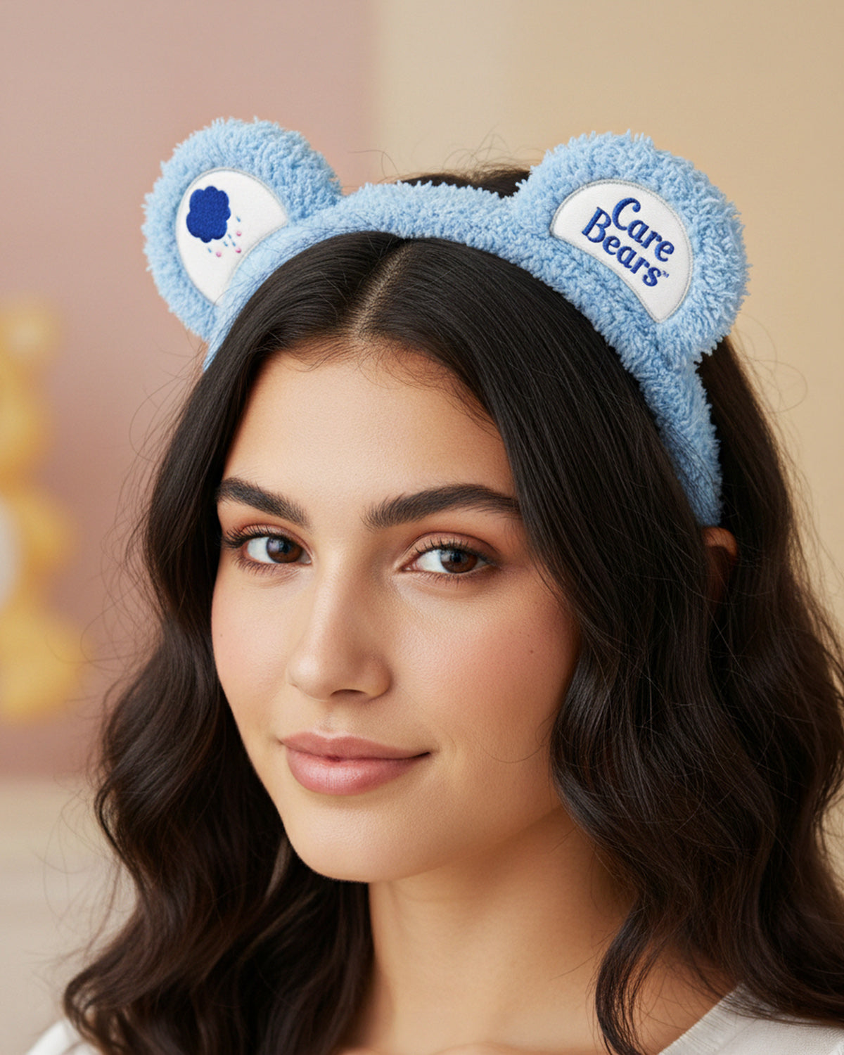 Care Bears Adult Sherpa Plush Costume Cosplay Headband with Ears, Belly Badges
