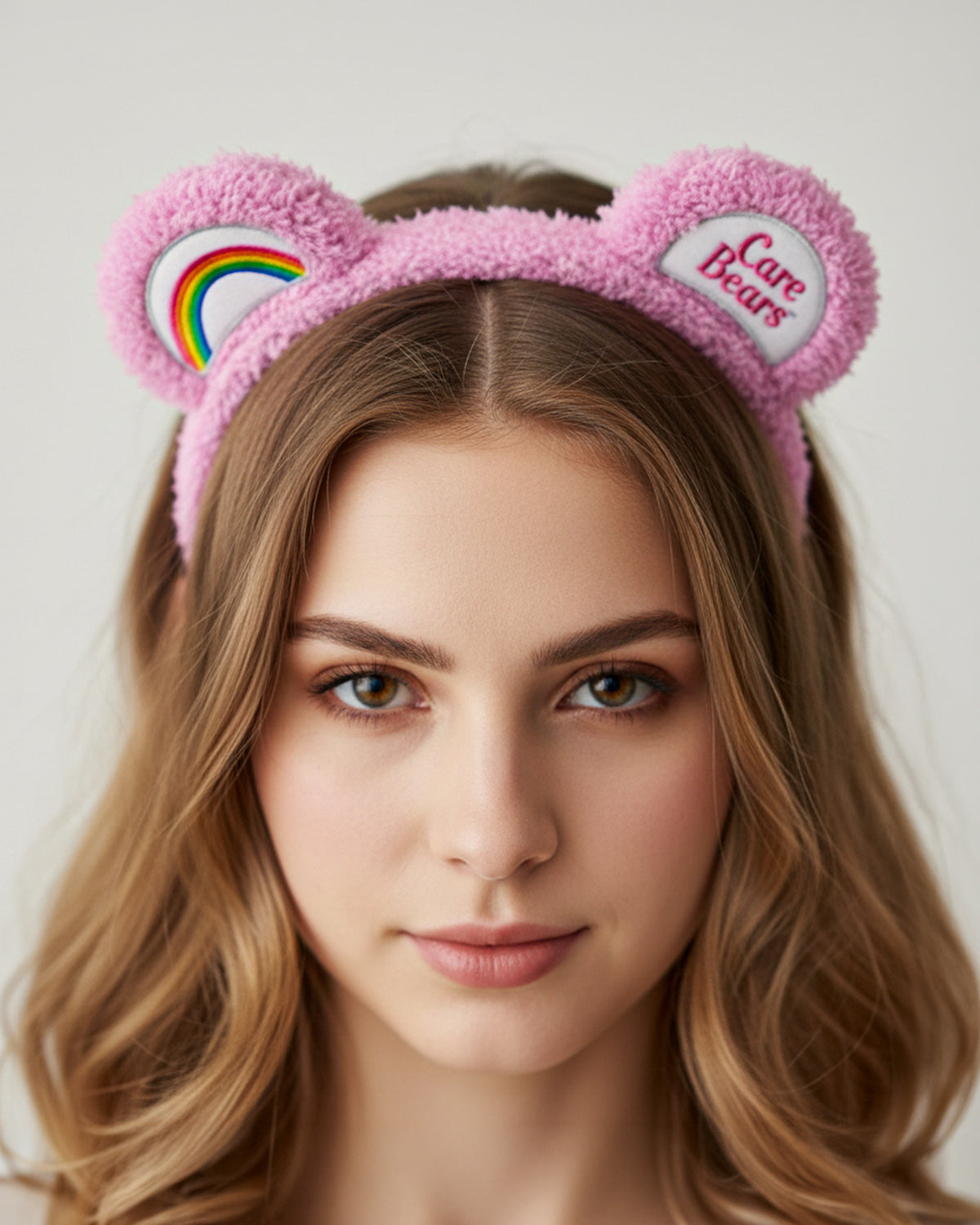 Care Bears Adult Sherpa Plush Costume Cosplay Headband with Ears, Belly Badges
