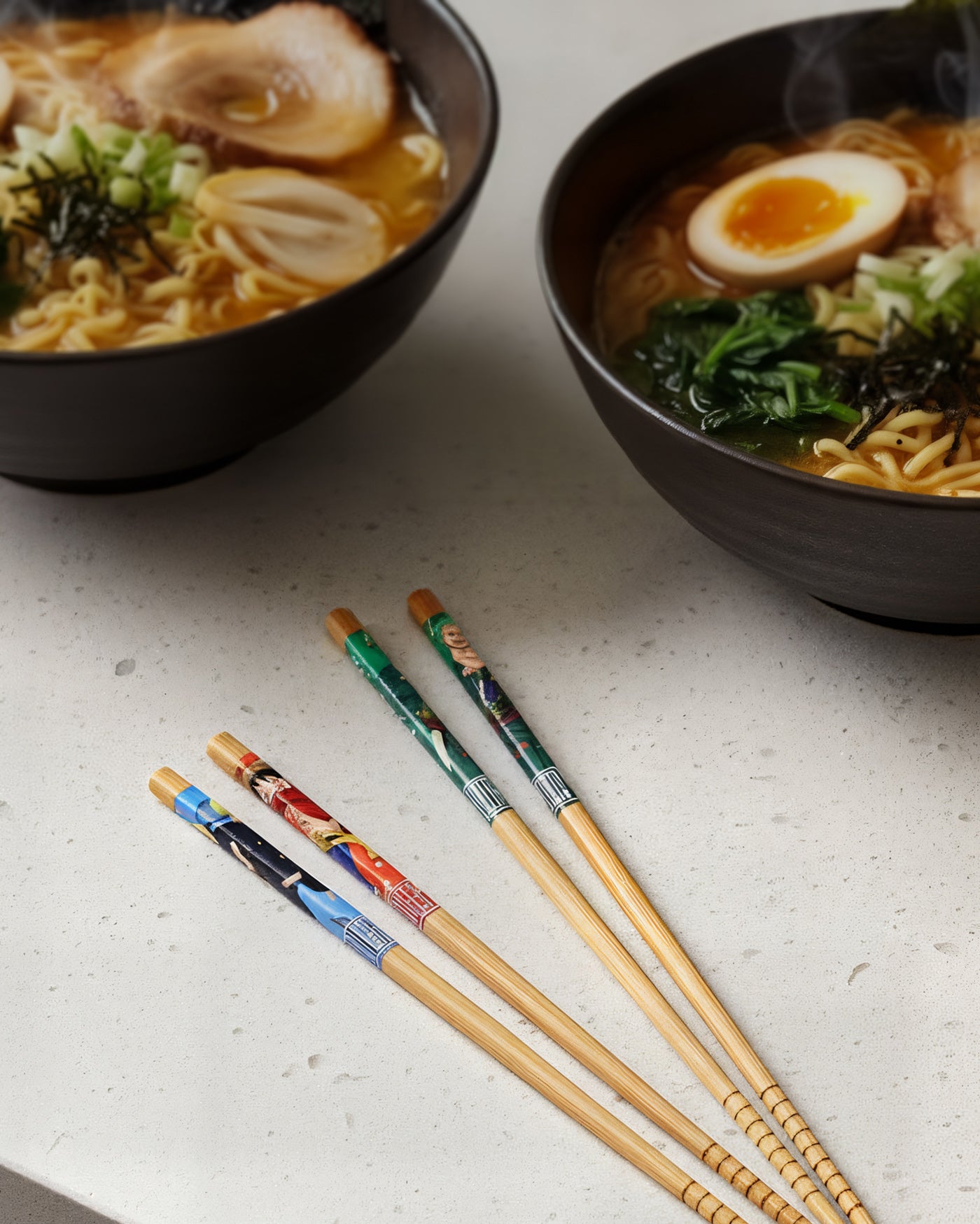 One Piece Chopsticks Character Inspired Designs Reusable Bamboo Set – 4 Pack