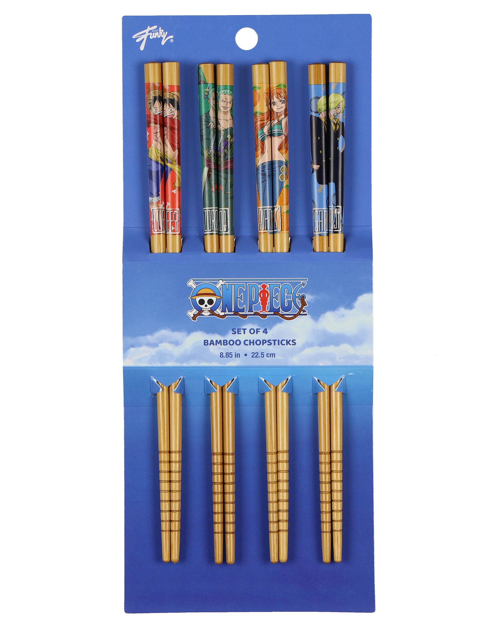 One Piece Chopsticks Character Inspired Designs Reusable Bamboo Set – 4 Pack