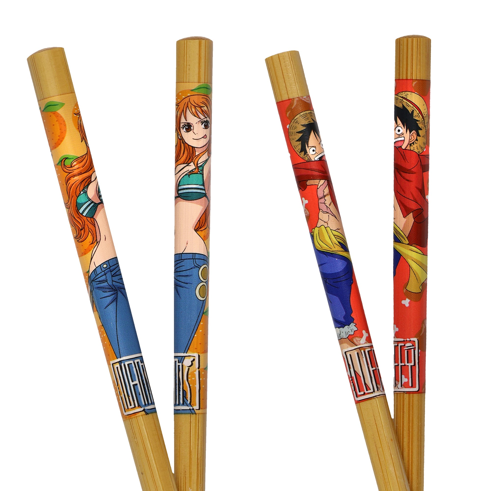 One Piece Chopsticks Character Inspired Designs Reusable Bamboo Set – 4 Pack
