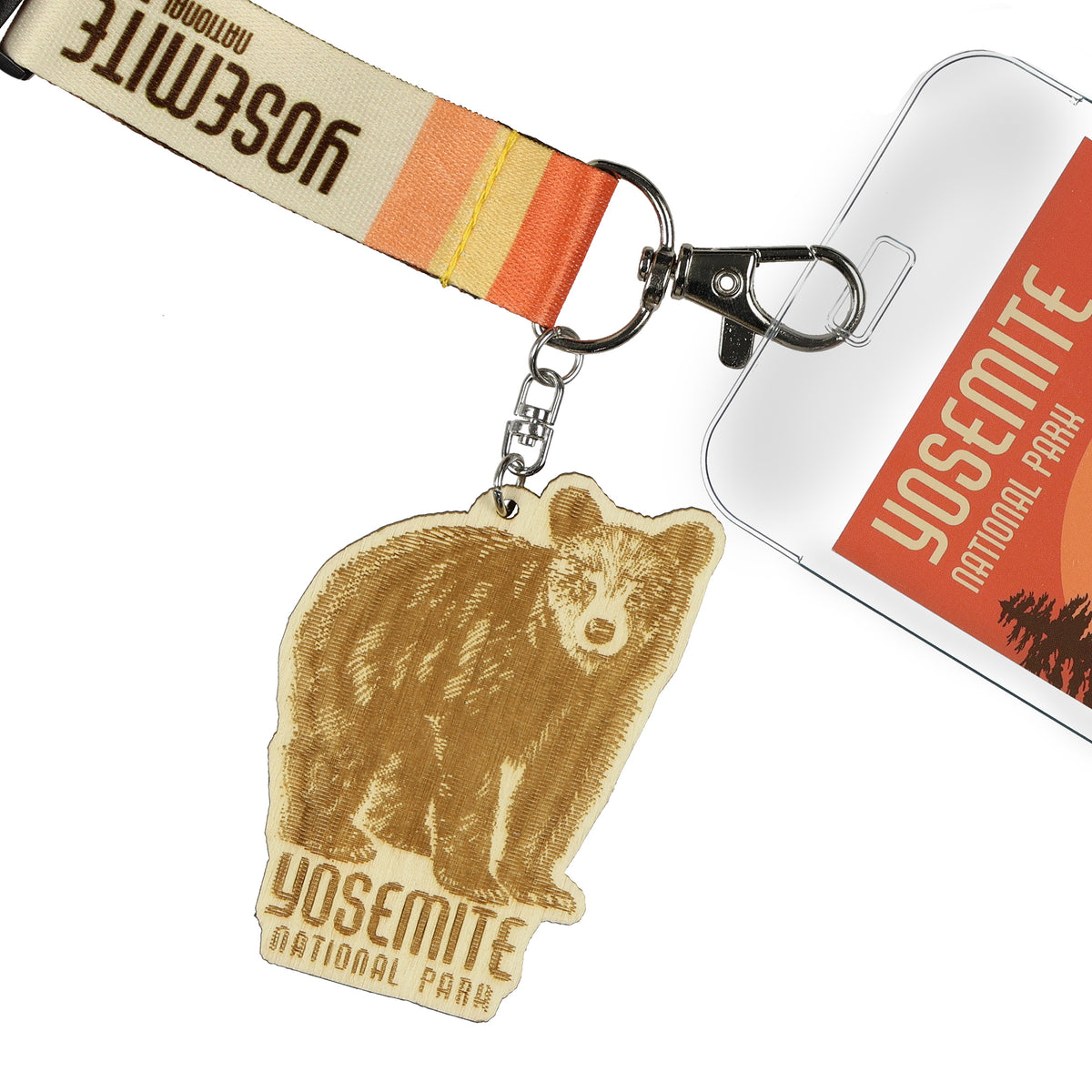 Yosemite National Park Lanyard ID Badge Holder Breakaway Keychain Wood Charm