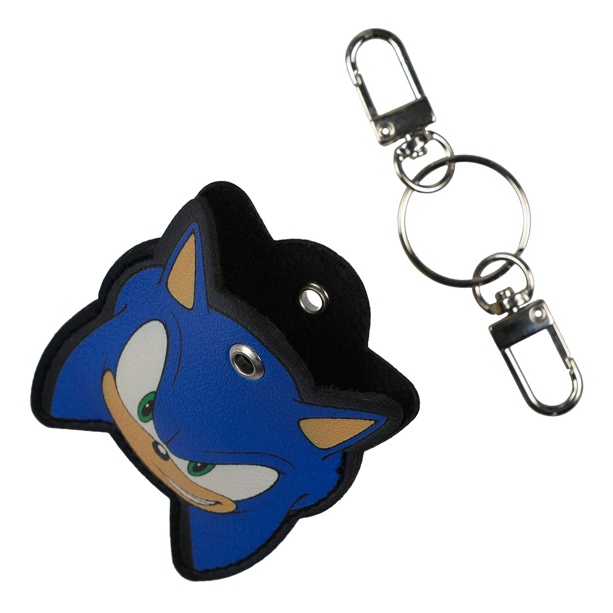 Sonic The Hedgehog PU Leather Sonic Air Tag Holder Keychain With Lobster Clasp