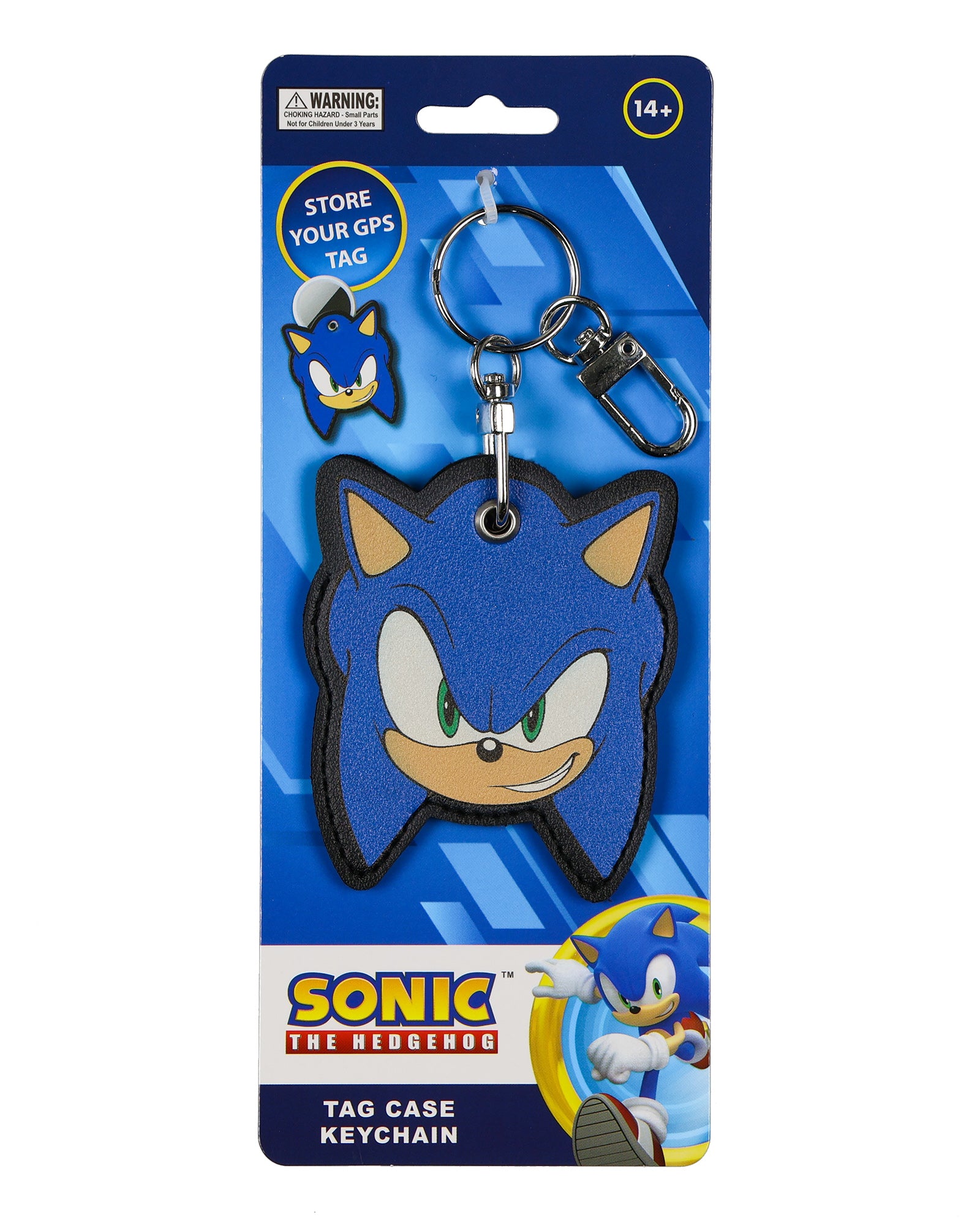 Sonic The Hedgehog PU Leather Sonic Air Tag Holder Keychain With Lobster Clasp