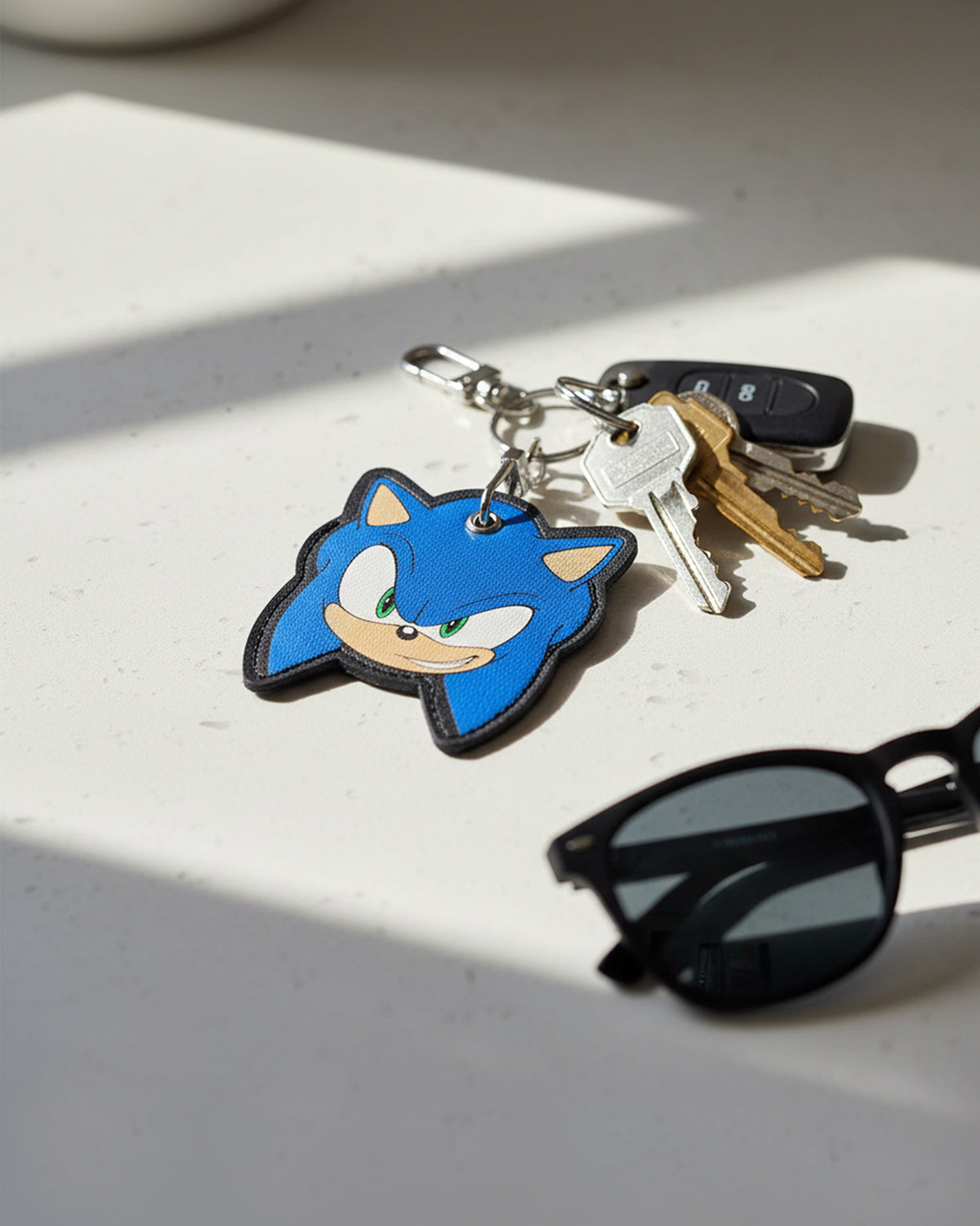 Sonic The Hedgehog PU Leather Sonic Air Tag Holder Keychain With Lobster Clasp