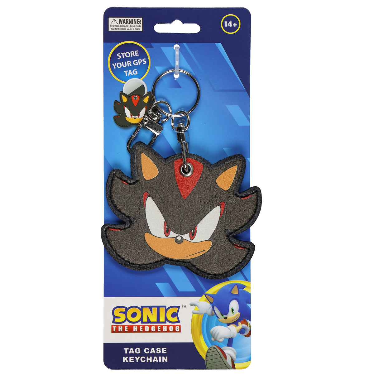 Sonic the Hedgehog Shadow PU Leather Air Tag Holder Keychain with Lobster Clasp