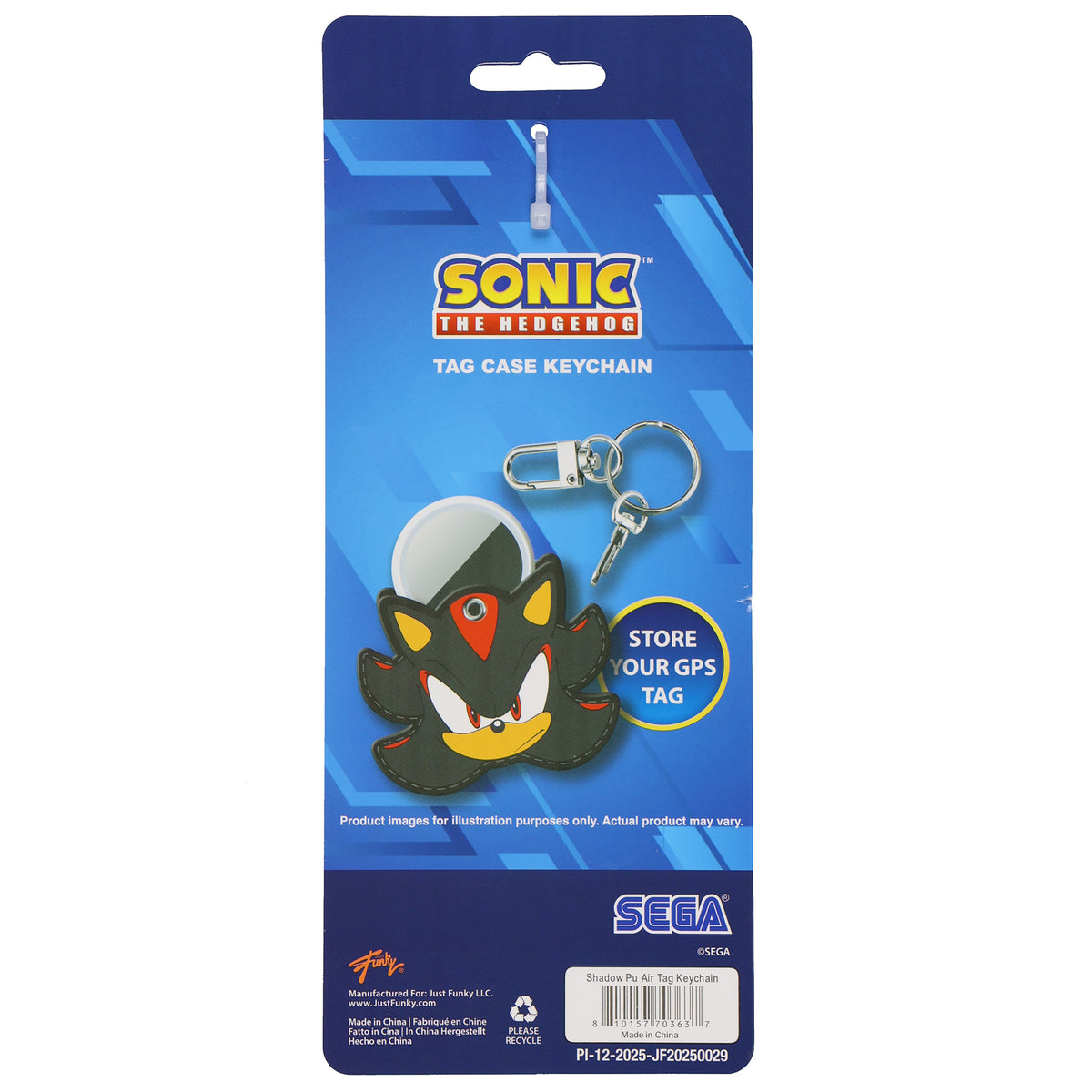 Sonic the Hedgehog Shadow PU Leather Air Tag Holder Keychain with Lobster Clasp