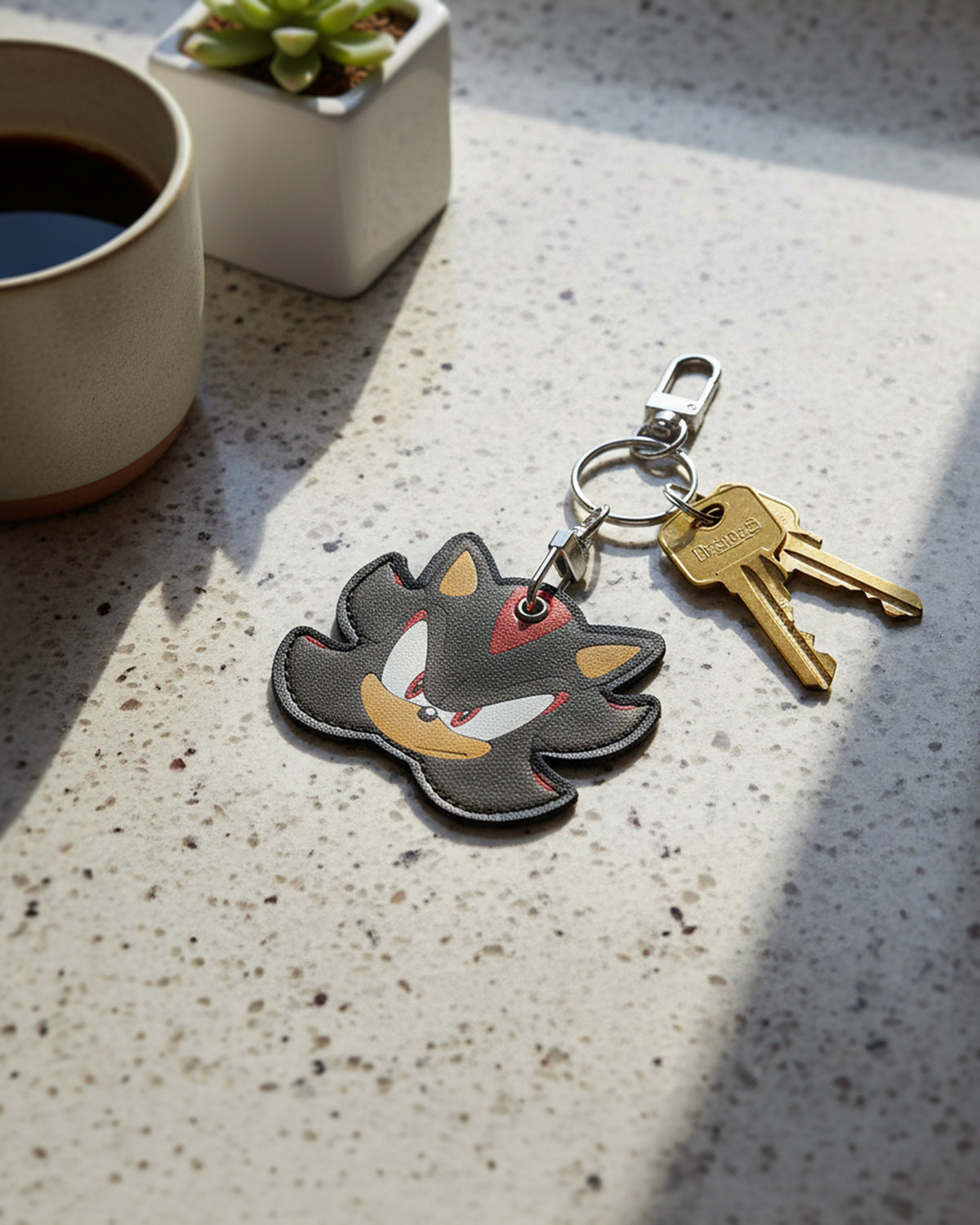 Sonic the Hedgehog Shadow PU Leather Air Tag Holder Keychain with Lobster Clasp