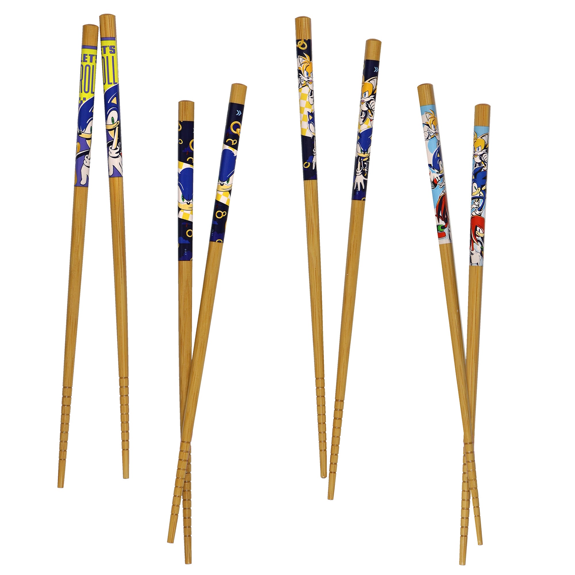 Sonic The Hedgehog Chopsticks Character Designed Reusable Bamboo Set - 4 Pairs