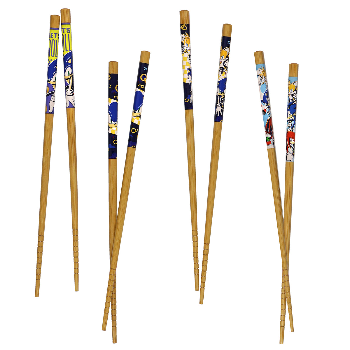 Sonic The Hedgehog Chopsticks Character Designed Reusable Bamboo Set - 4 Pairs