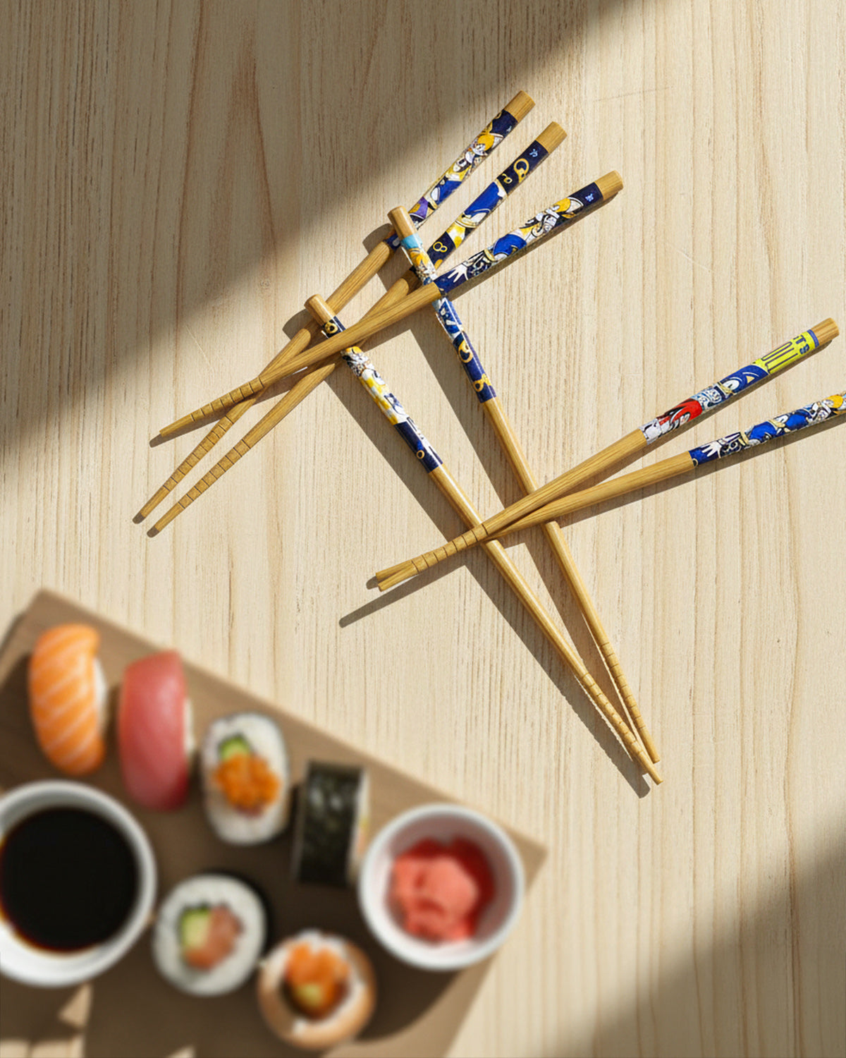 Sonic The Hedgehog Chopsticks Character Designed Reusable Bamboo Set - 4 Pairs