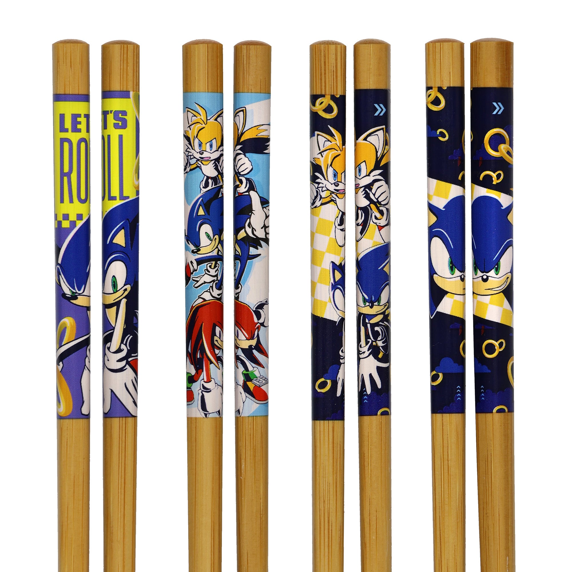 Sonic The Hedgehog Chopsticks Character Designed Reusable Bamboo Set - 4 Pairs