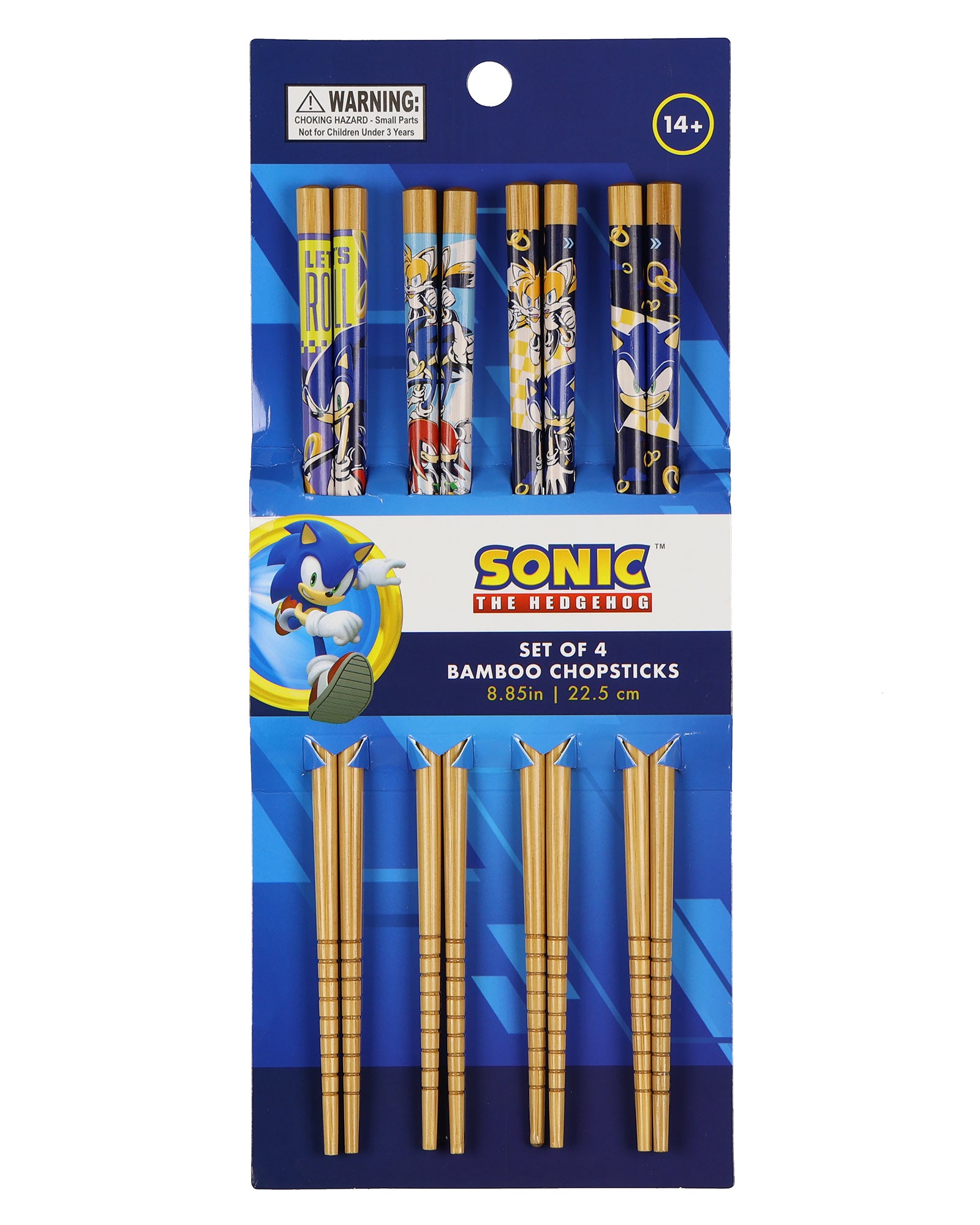 Sonic The Hedgehog Chopsticks Character Designed Reusable Bamboo Set - 4 Pairs