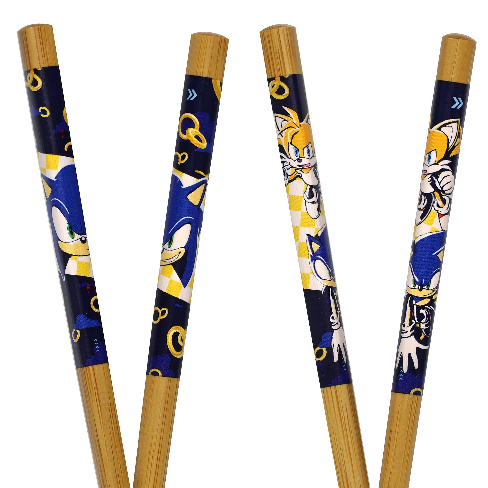 Sonic The Hedgehog Chopsticks Character Designed Reusable Bamboo Set - 4 Pairs