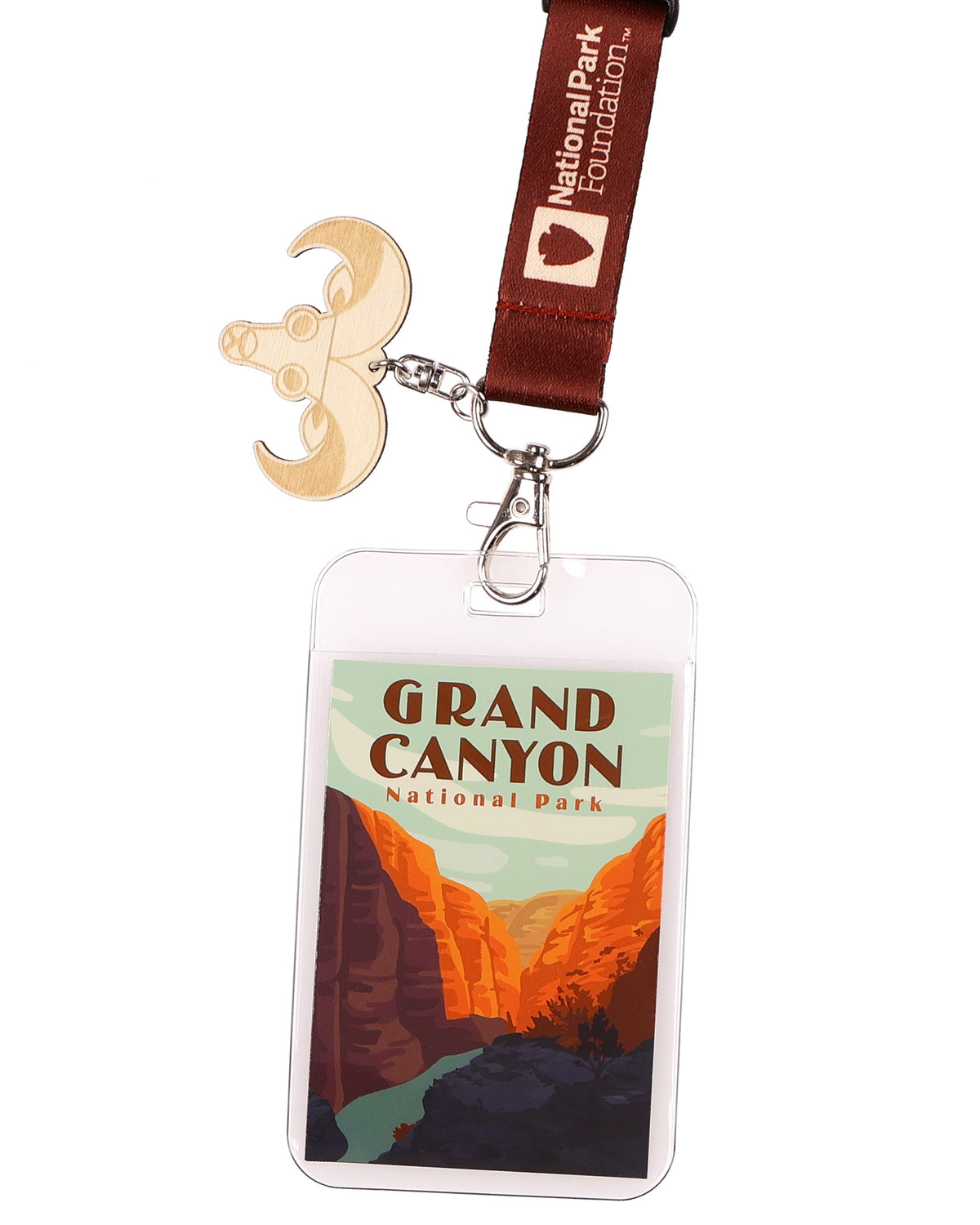 Grand Canyon National Park Lanyard ID Badge Holder Breakaway Keychain Wood Charm