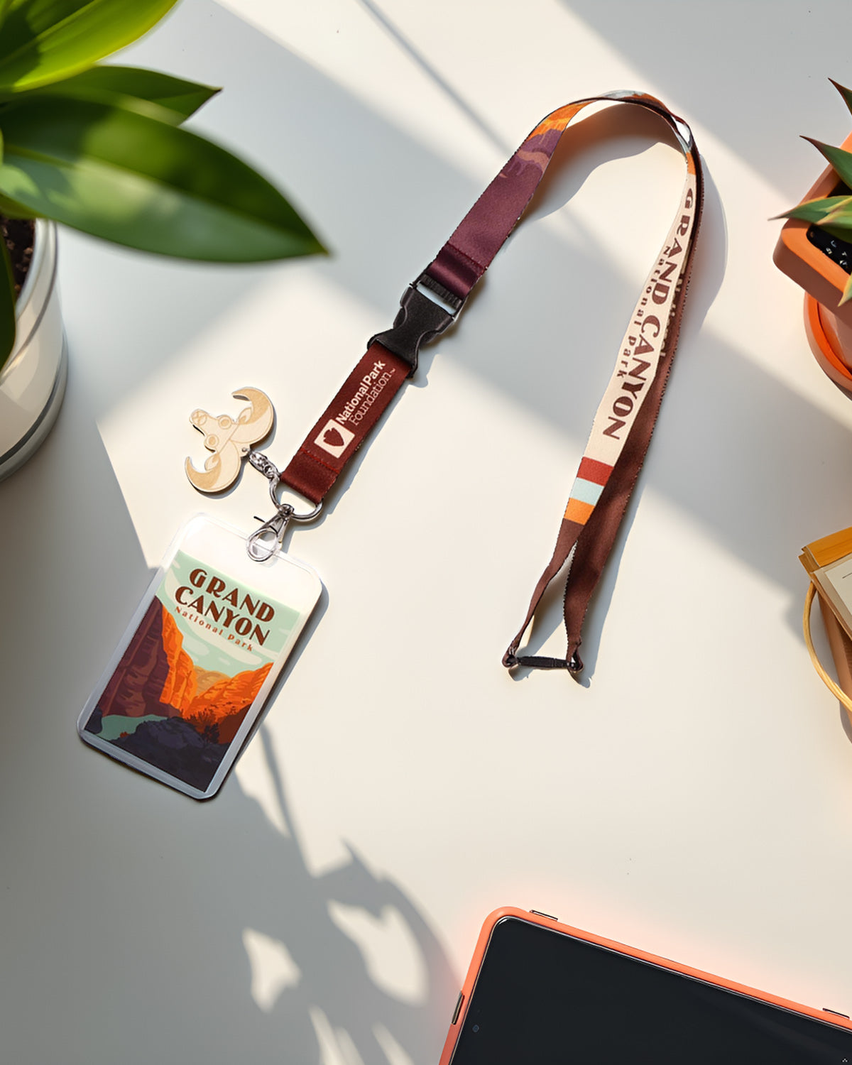 Grand Canyon National Park Lanyard ID Badge Holder Breakaway Keychain Wood Charm