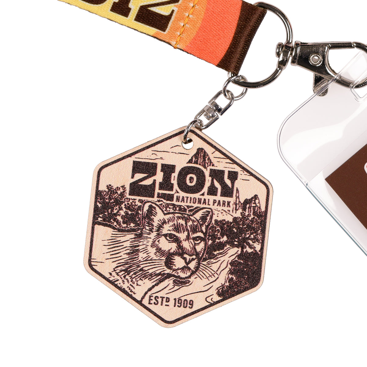 Zion National Park Lanyard ID Badge Holder Breakaway Keychain Wood Charm