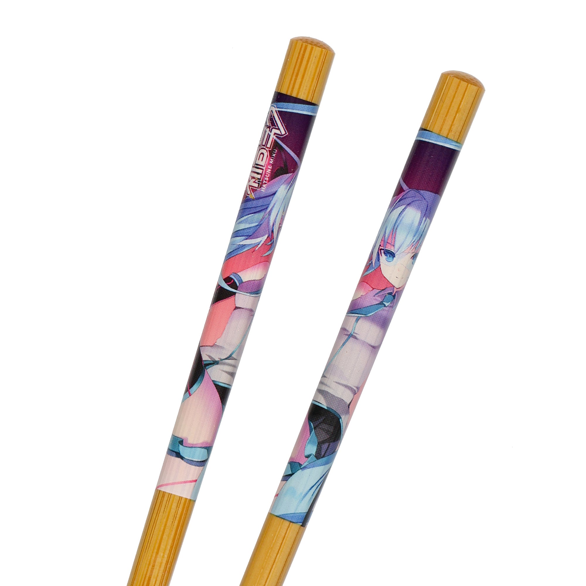 Hatsune Miku Chopsticks Virtual Pop Star Designs Reusable Bamboo Set, 4-Pack