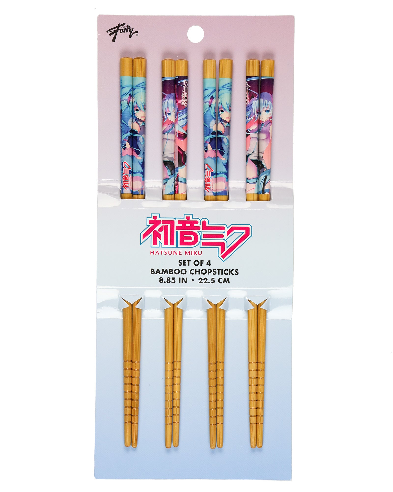 Hatsune Miku Chopsticks Virtual Pop Star Designs Reusable Bamboo Set, 4-Pack