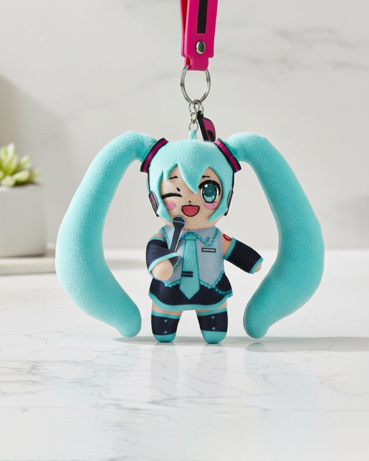 Hatsune Miku Plush Wristlet Keychain Rubber Charm And Strap Anime Character 11"