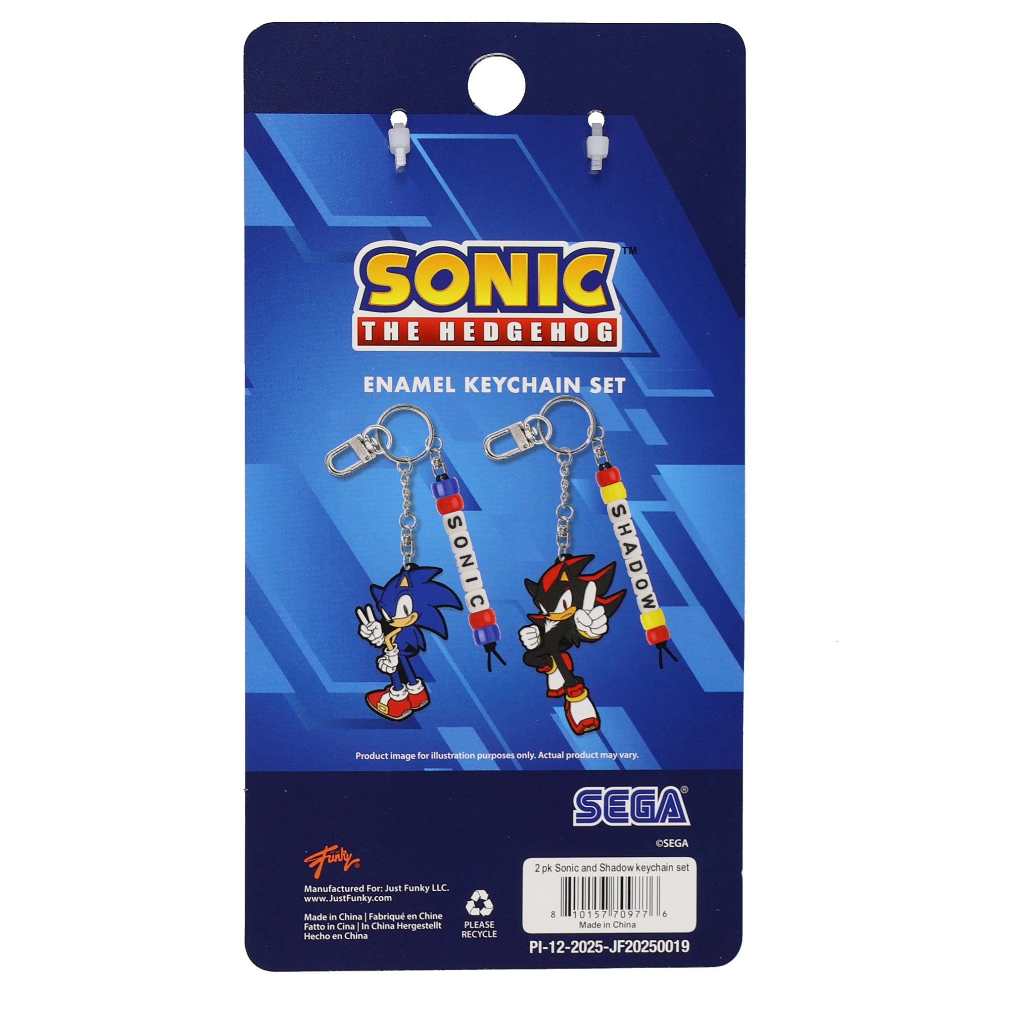 Sonic the Hedgehog and Shadow Keychain Set 2 Pack Enamel Metal Beaded Accessory