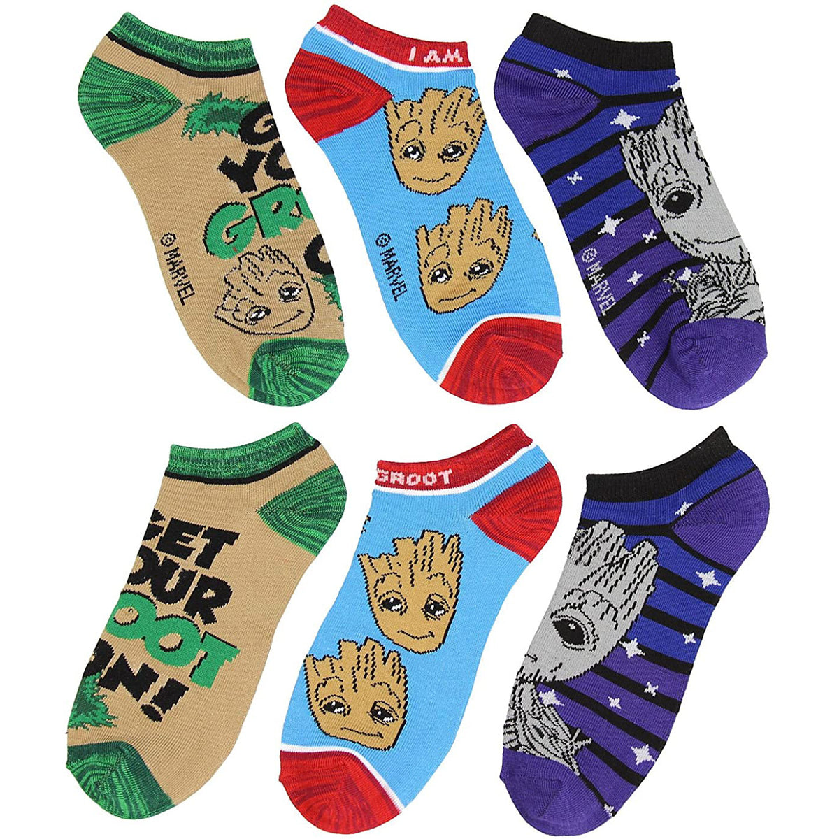 Marvel Guardians of The Galaxy I Am Groot 3 Pack Ankle Socks