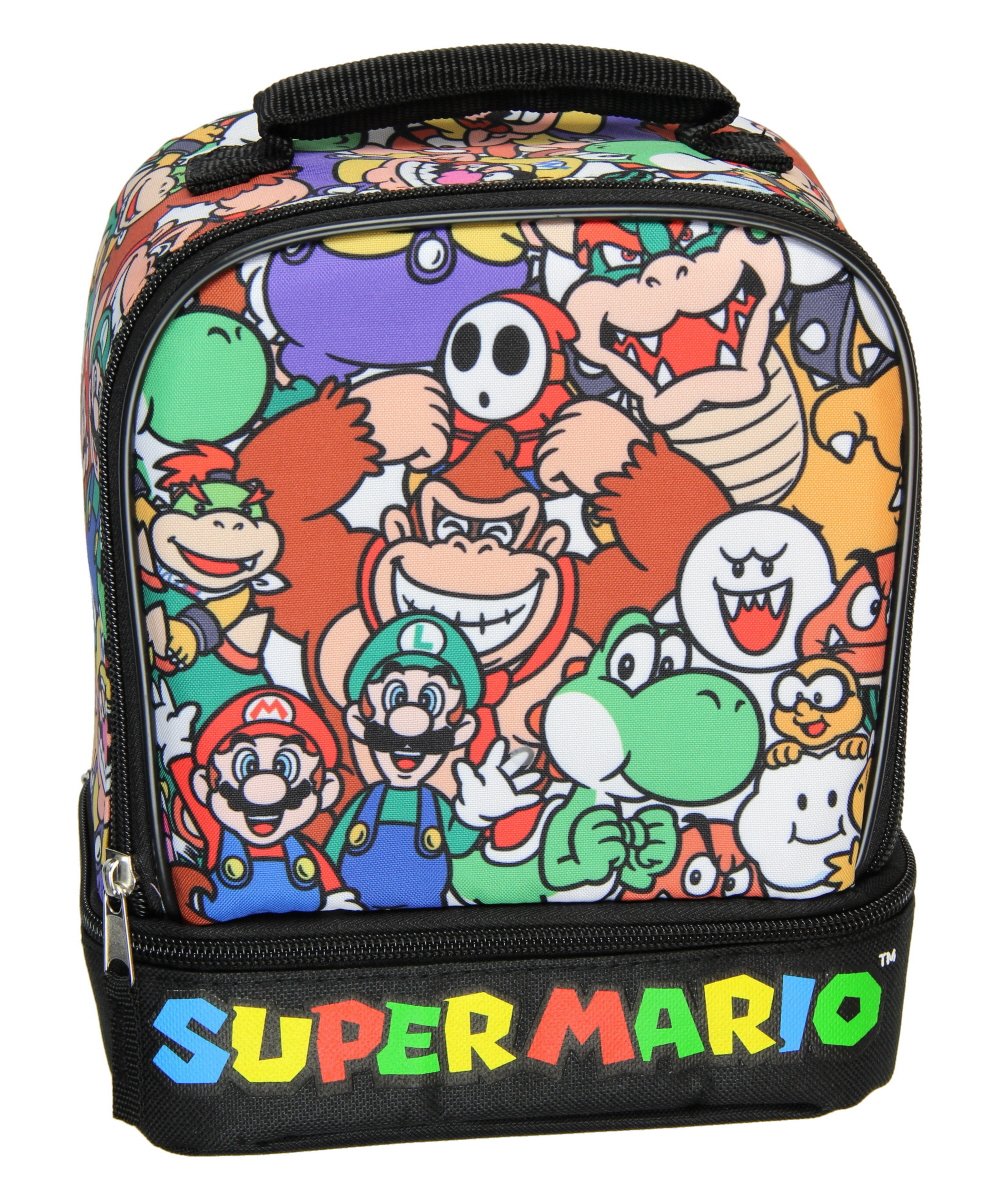 Super Mario Lunch Box Soft Kit Dual Compartment Insulated Cooler Characters 10" - Seven Times Six