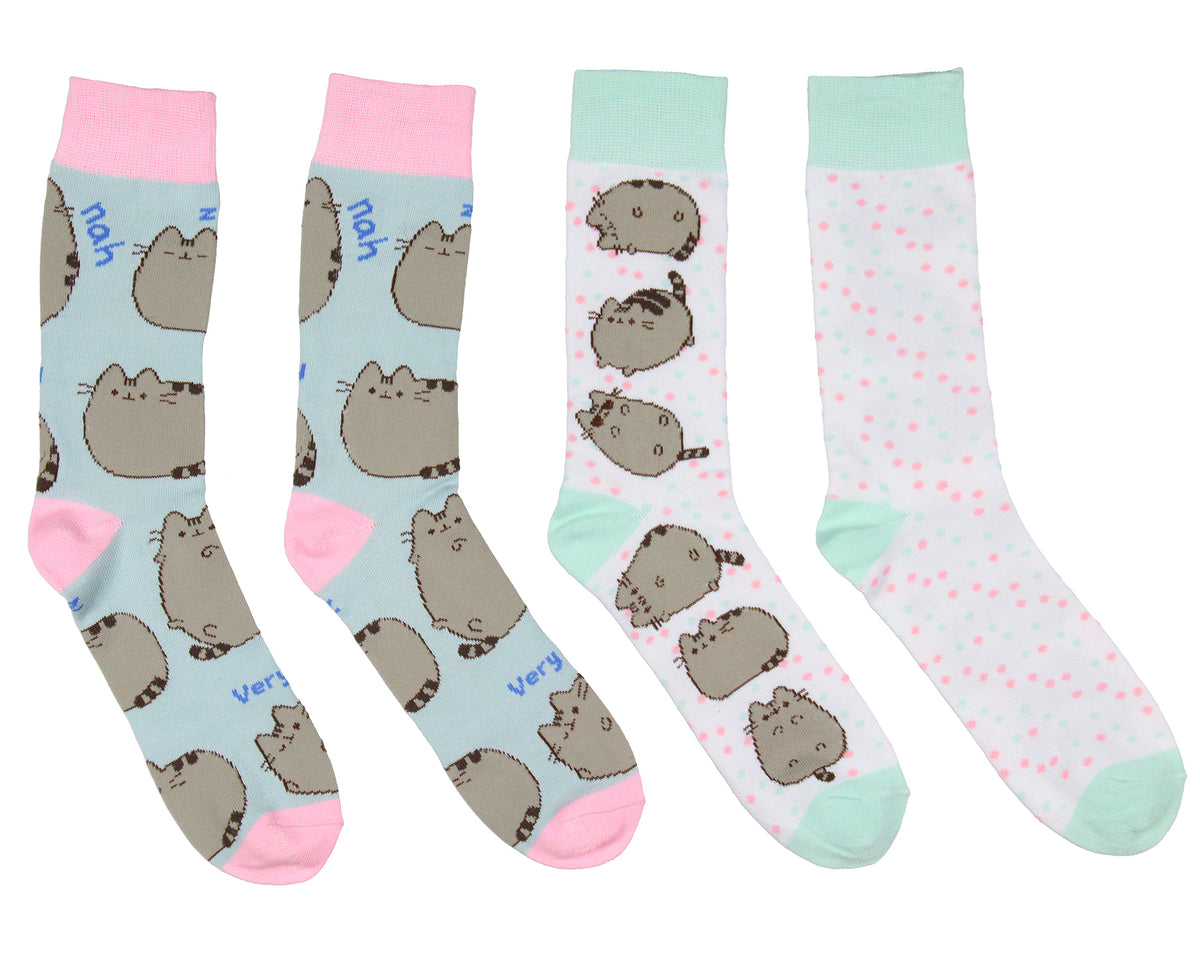 Pusheen The Cat "Nah Lazy" Adult 2-Pack Crew Socks OSFM